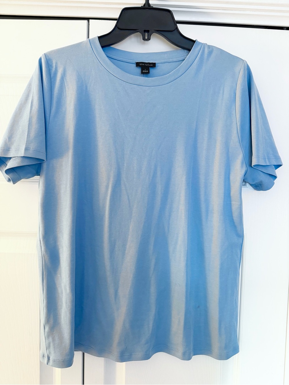 Ann Taylor Light Blue Crew Neck Short Sleeve Tee